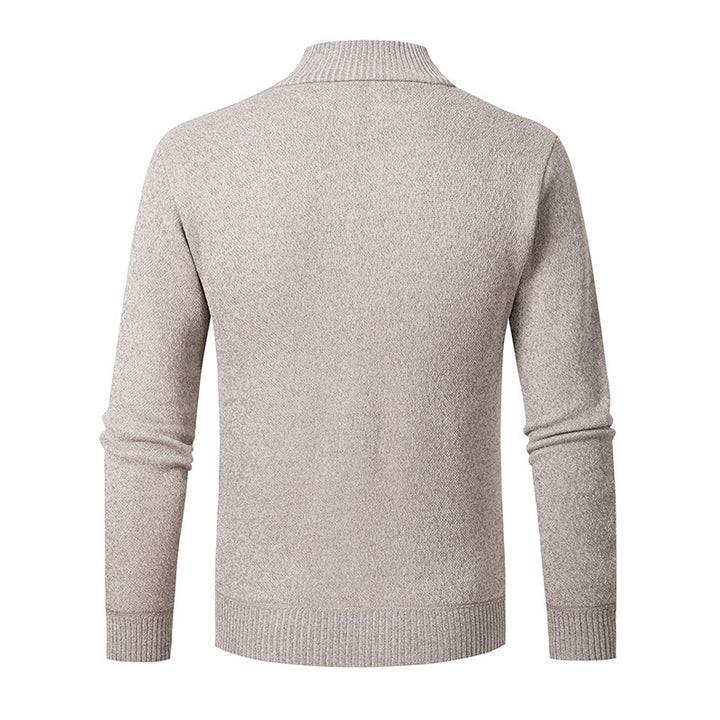 Men's stylish knit sweater with stand-up collar and zipper Lisslune