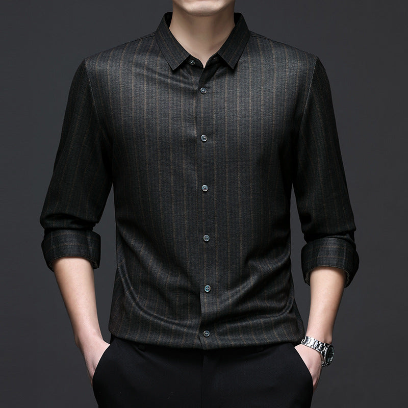 Men's long-sleeve shirt with fine striped texture and modern cut Lisslune
