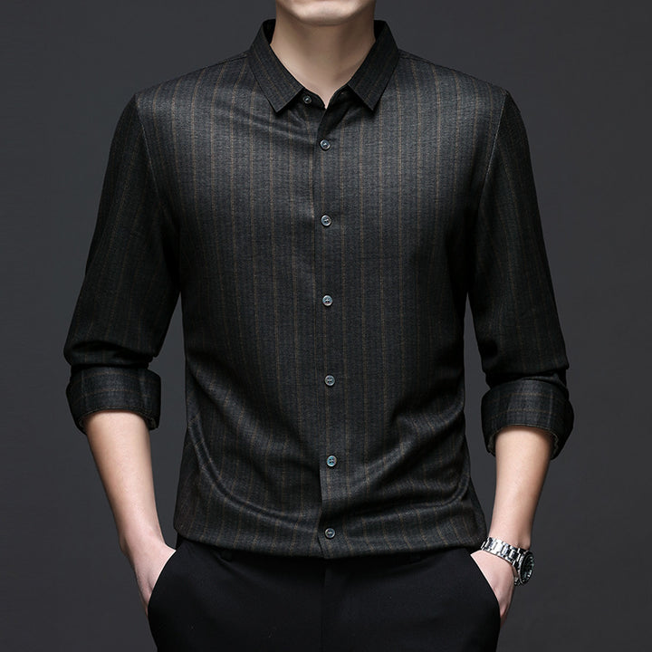 Men's long-sleeve shirt with fine striped texture and modern cut Lisslune
