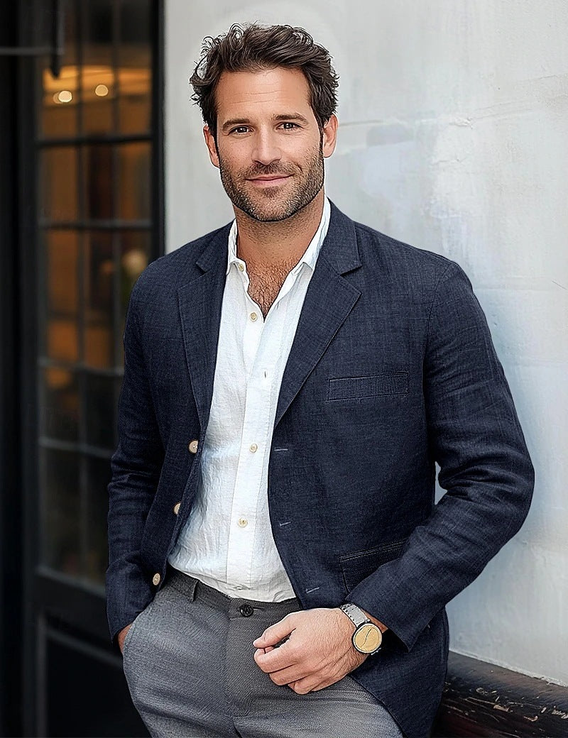 Men's Casual Linen Blazer Lisslune