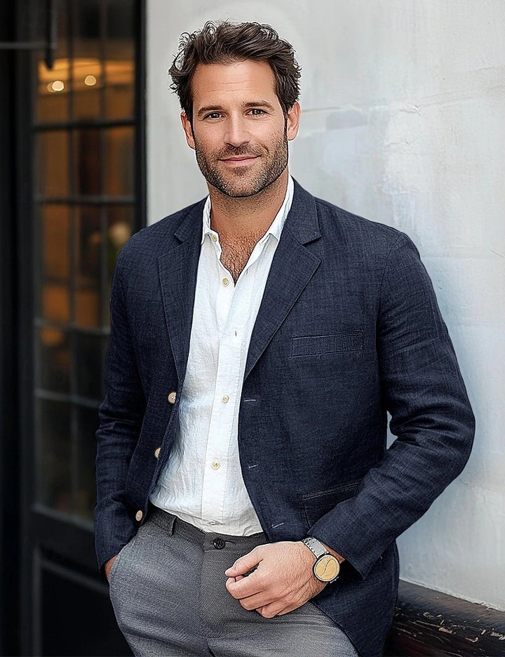 Men's Casual Linen Blazer Lisslune
