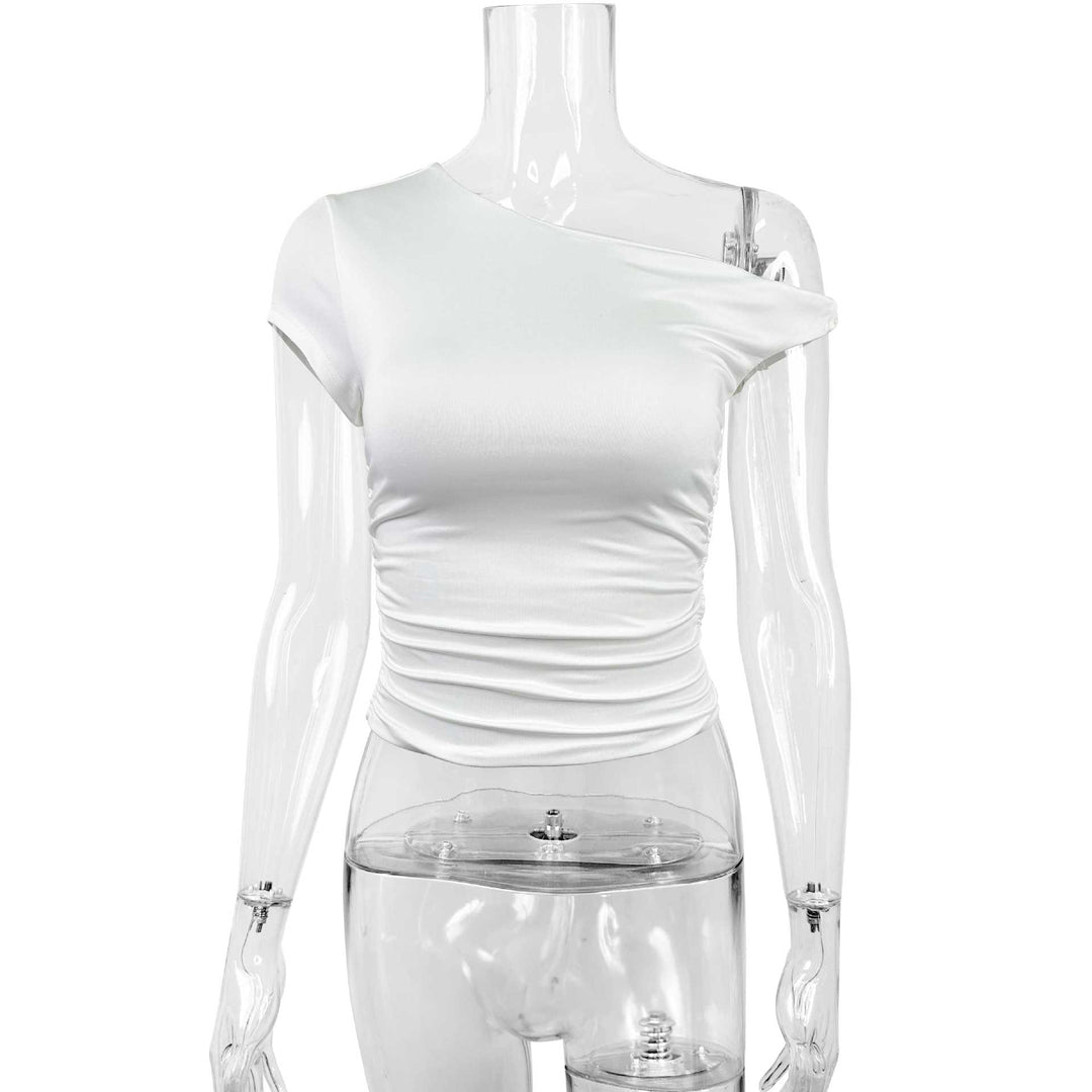 Damen Off-Shoulder Shirt mit Raffung und tailliertem Schnitt Lisslune