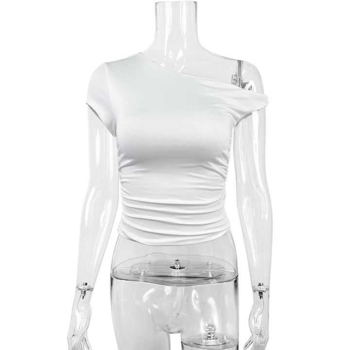 Damen Off-Shoulder Shirt mit Raffung und tailliertem Schnitt Lisslune