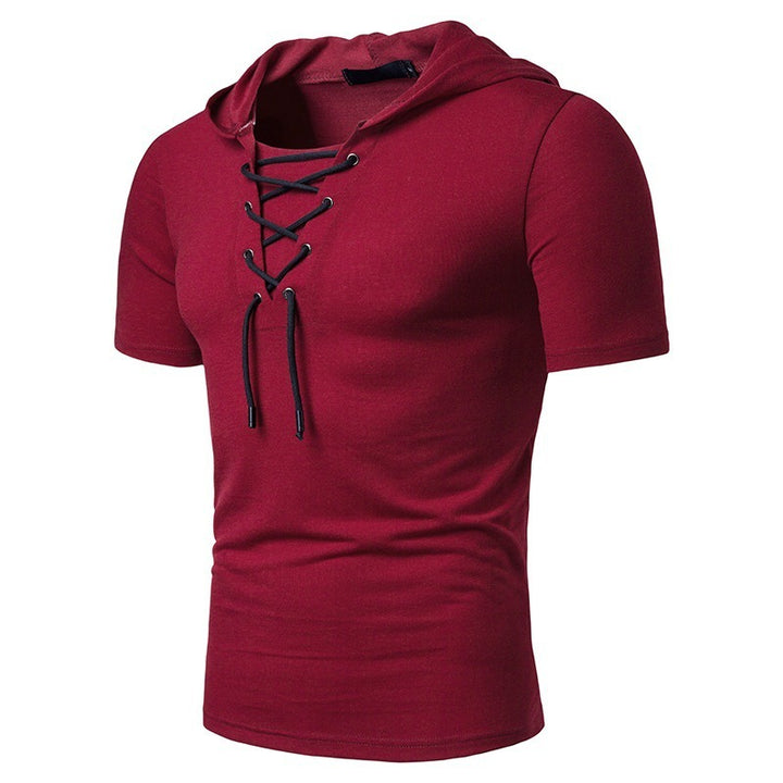 Men's hooded shirt with fashionable lacing design Lisslune