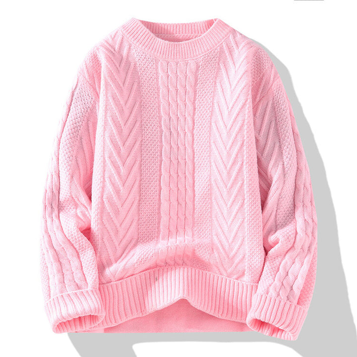 Men's chunky knit sweater with cable pattern and casual cut Lisslune