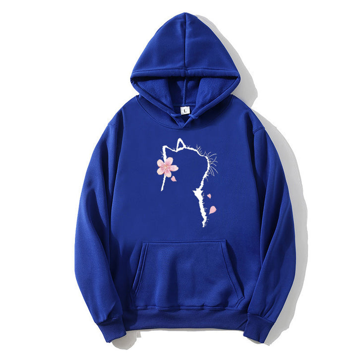 Women's hoodie with floral cat design Lisslune