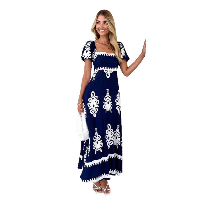 Women's maxi dress with elegant ruffle details and floral pattern Lisslune