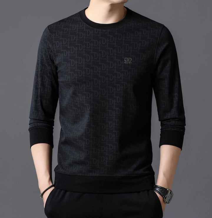 Men's Fashion Long Sleeve Shirt with Elegant Writing Lisslune