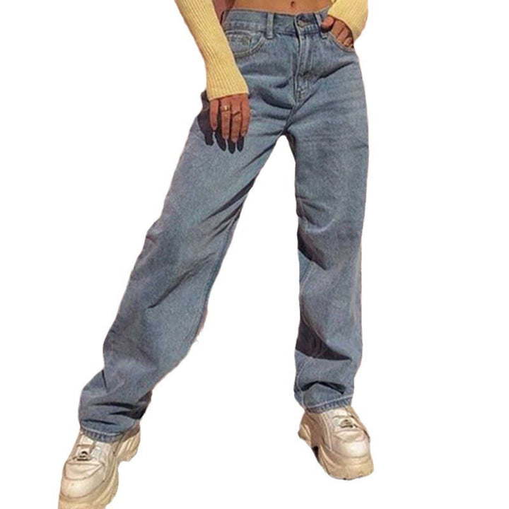 Damen weite High-Waist Jeans mit lässigem Schnitt und modischen Akzenten Lisslune
