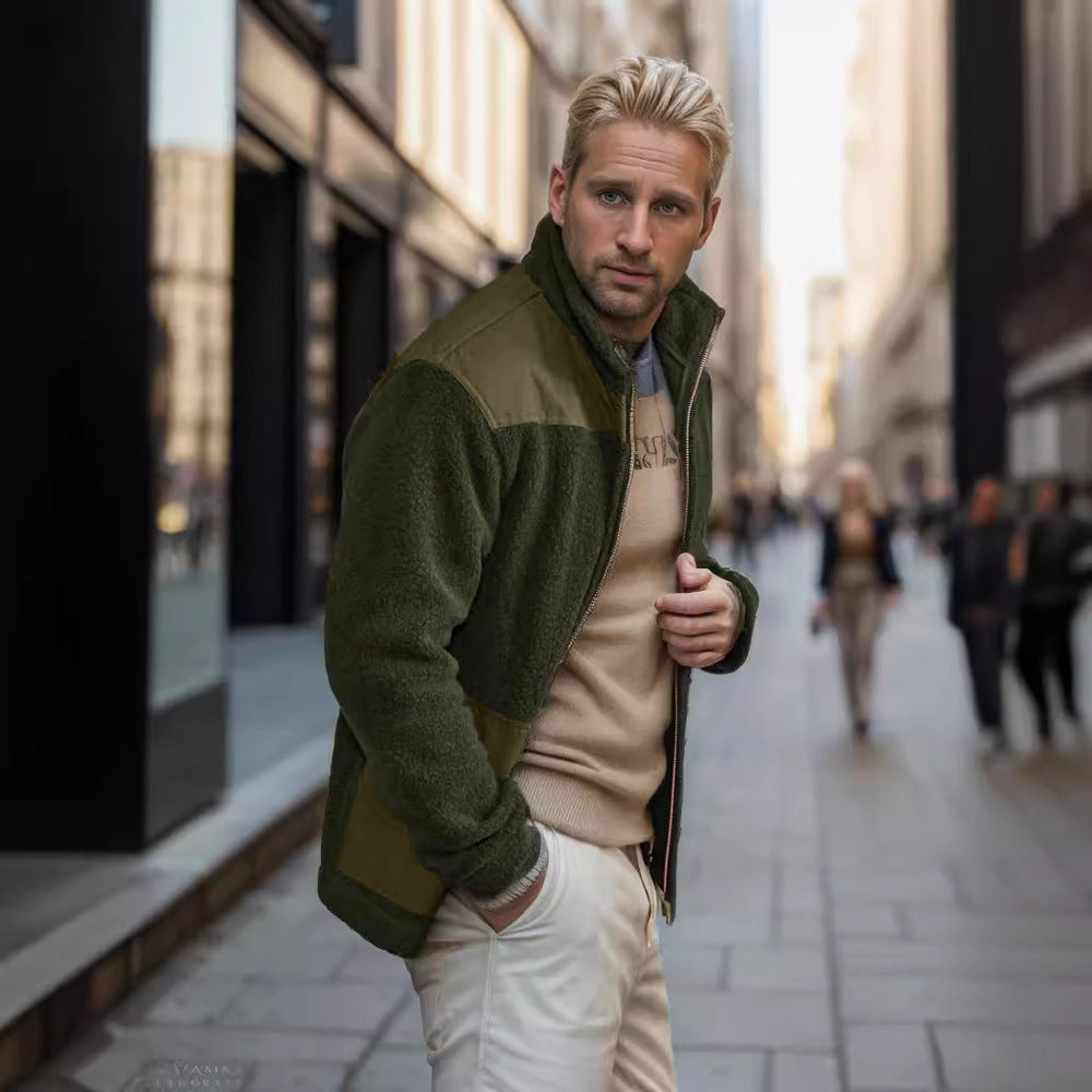 Men's fleece jacket with high collar and practical pockets Lisslune