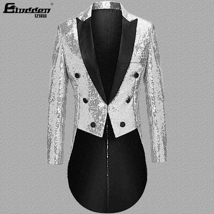 Men's sequin blazer with double button placket and elegant lapels Lisslune