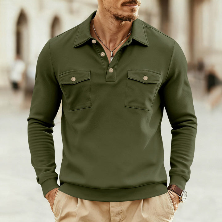 Men's polo shirt with two practical chest pockets and modern cut Lisslune
