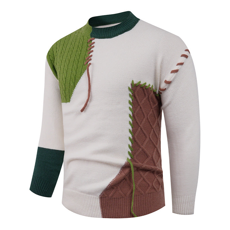 Men's fashionable knitted sweater with asymmetric cable pattern Lisslune
