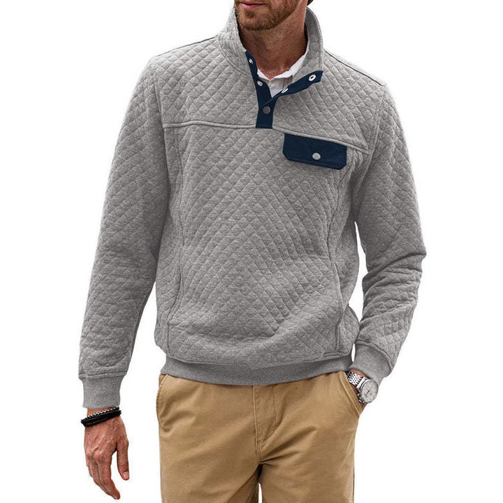 Men's sporty fleece pullover with practical zip and button placket Lisslune
