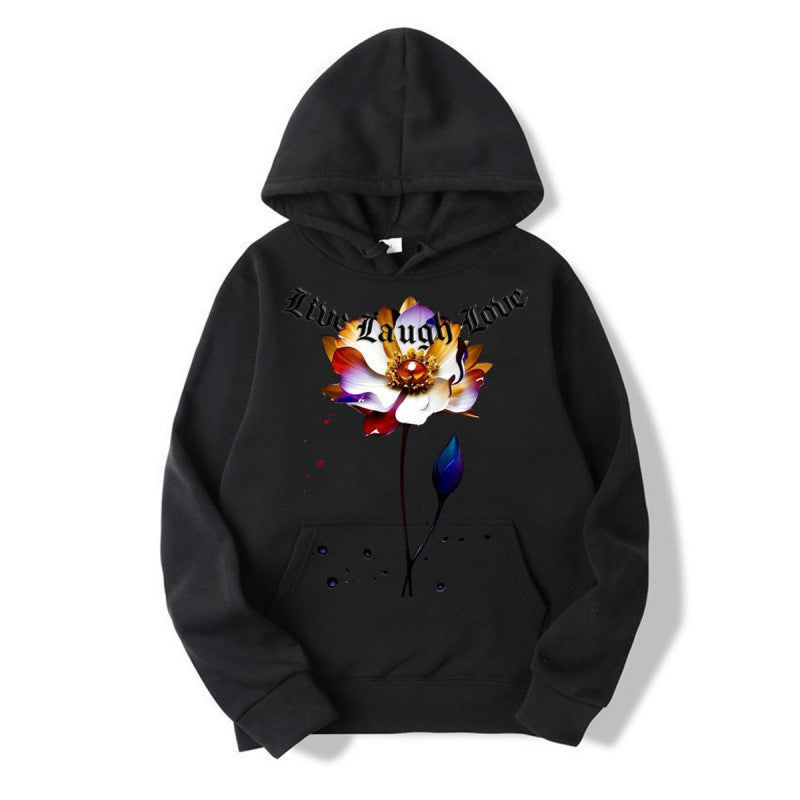 Women's Hoodie with Floral Artist Print Lisslune