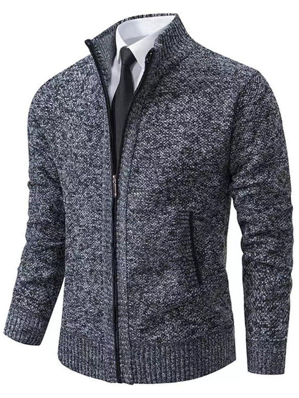 Men's fashionable cardigan with high collar and full-length zipper Lisslune