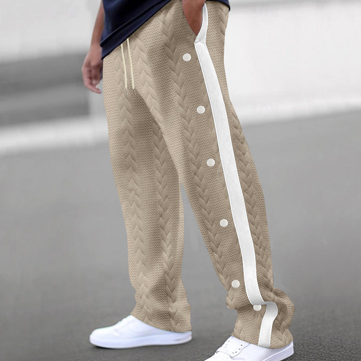 Men's sporty jogging pants with snap button and side stripes Lisslune