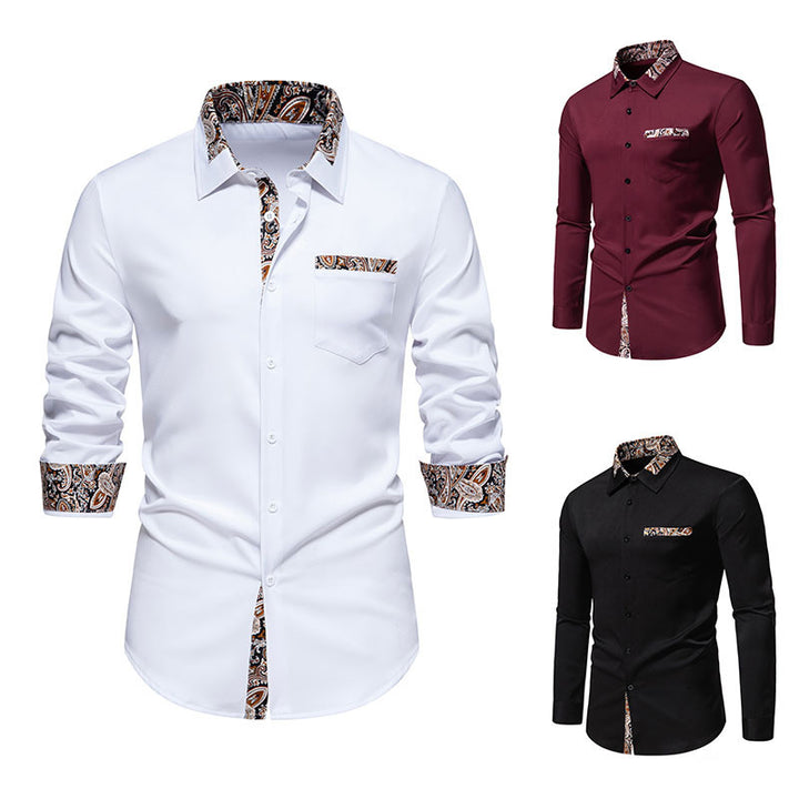 Men's long sleeve shirt with elegant paisley patterns Lisslune