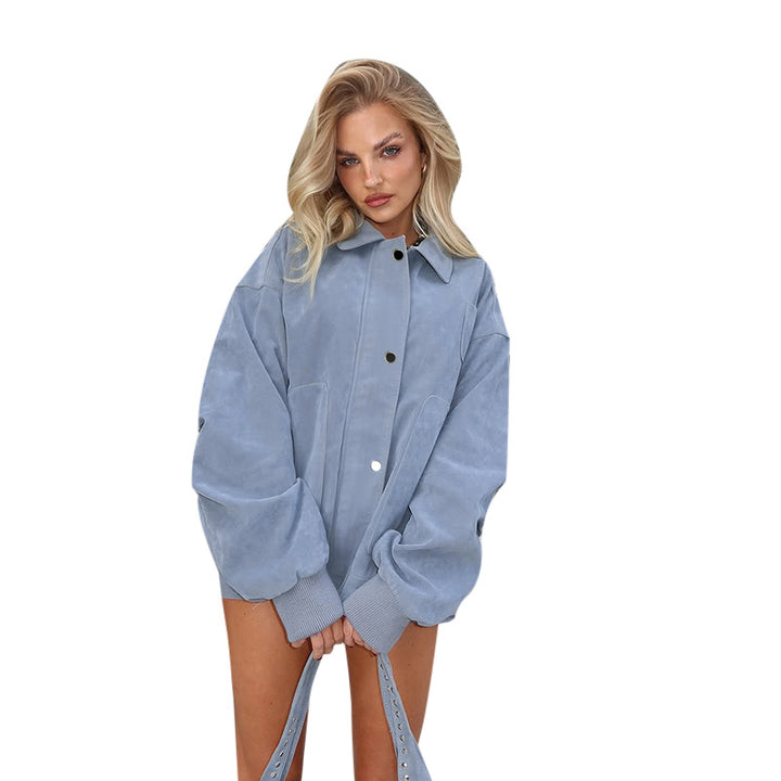 Women's oversized blazer jacket with a casual cut made of soft material