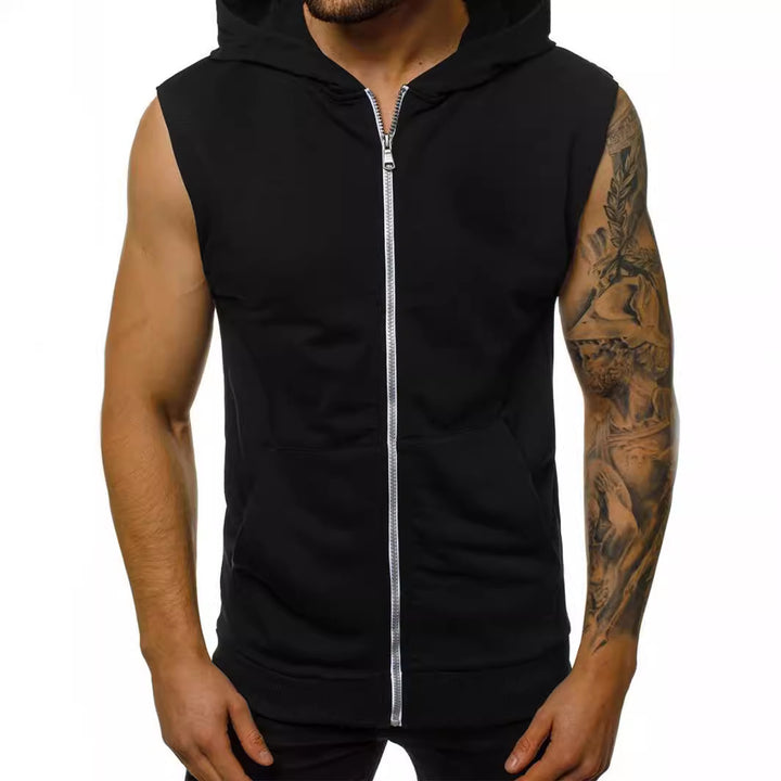 Men's sleeveless hoodie with full zip and practical pockets Lisslune