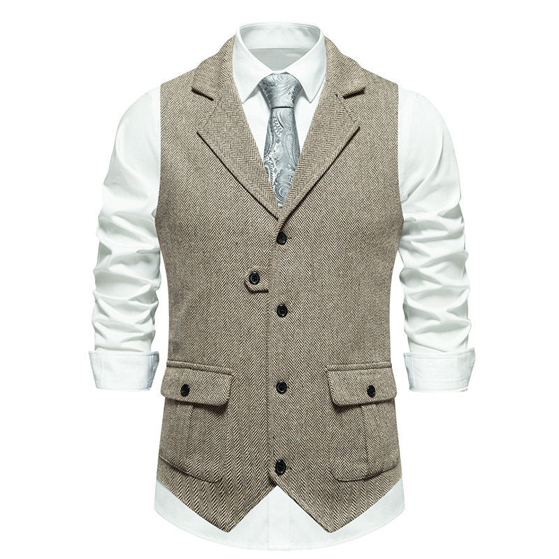 Men's suit vest in modern herringbone design with practical pockets Lisslune