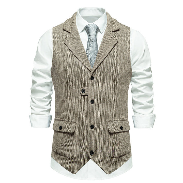 Men's suit vest in modern herringbone design with practical pockets Lisslune