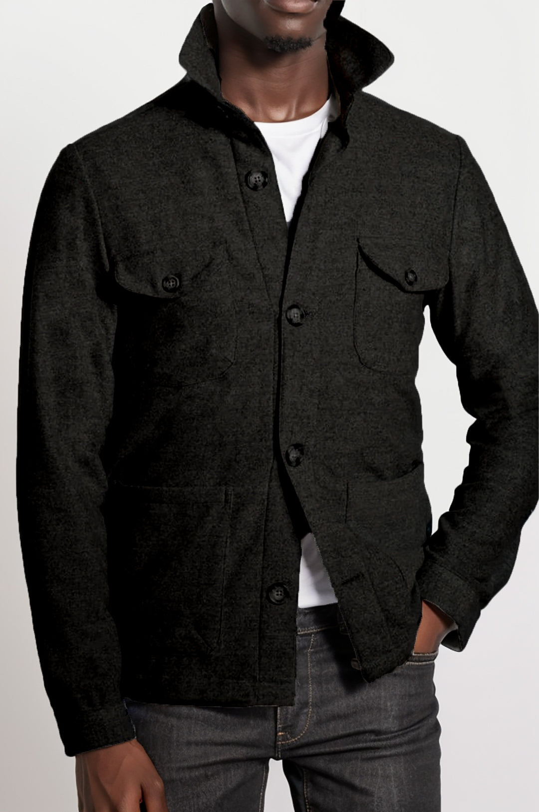 Men's timeless utility jacket with practical pockets and stand-up collar Lisslune