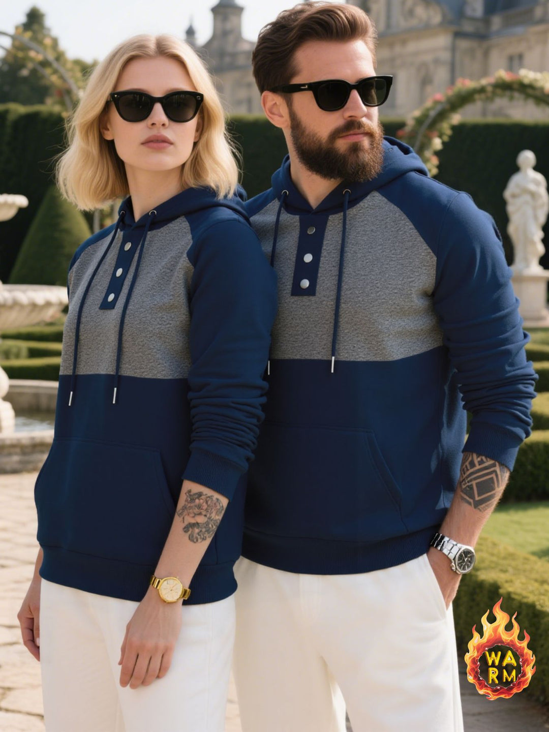 Men's hoodie with button placket and sporty design Lisslune