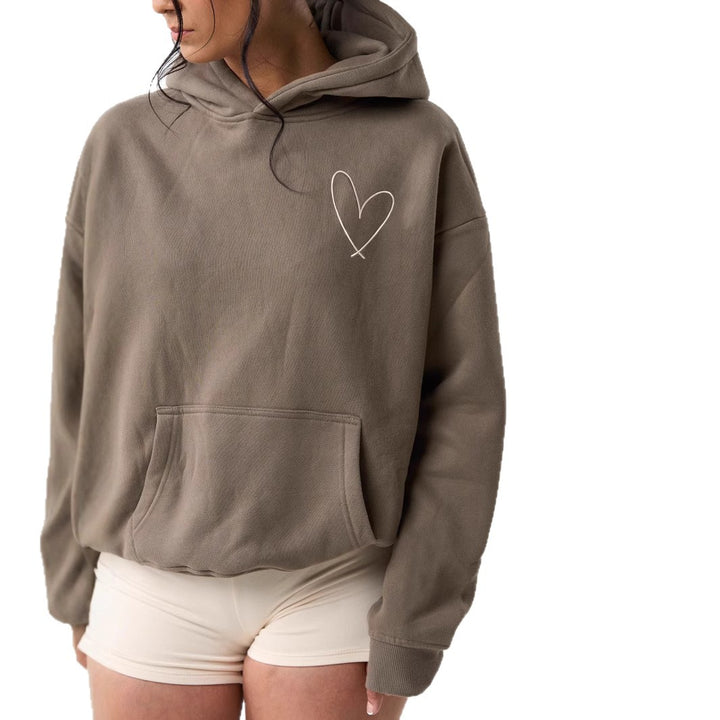 Women's hoodie sweatshirt with large heart design and comfortable short shorts Lisslune