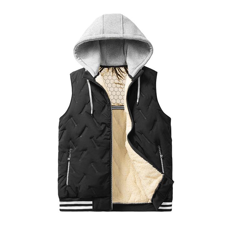 Men's padded vest with high collar and hood Lisslune