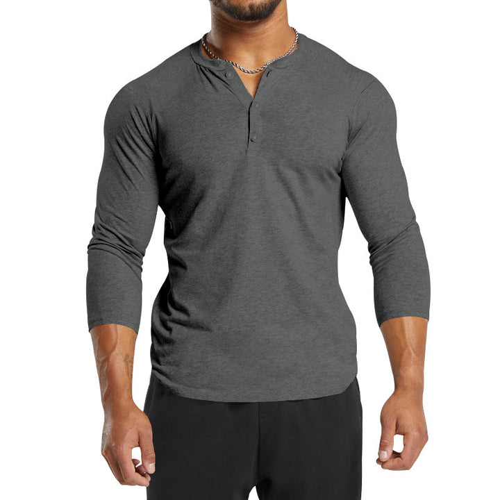 Men's Long Sleeve Henley Shirt with breathable material and modern fit Lisslune