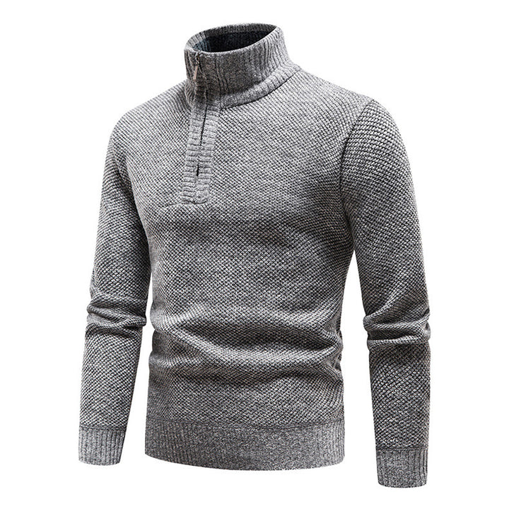 Men's Stylish Knit Sweater with High Collar and Textured Design Lisslune