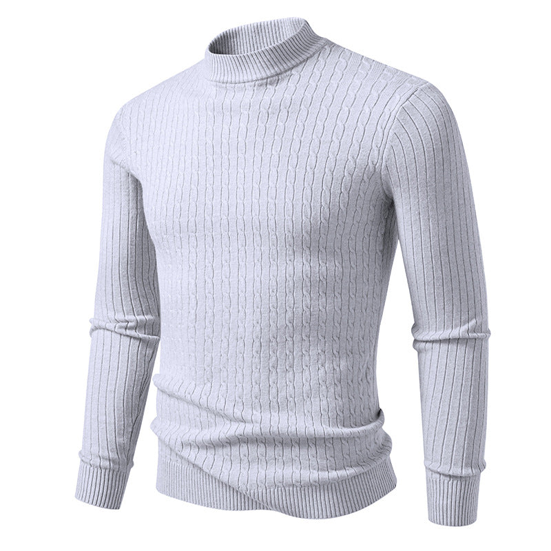 Men's turtleneck sweater with textured cable design Lisslune