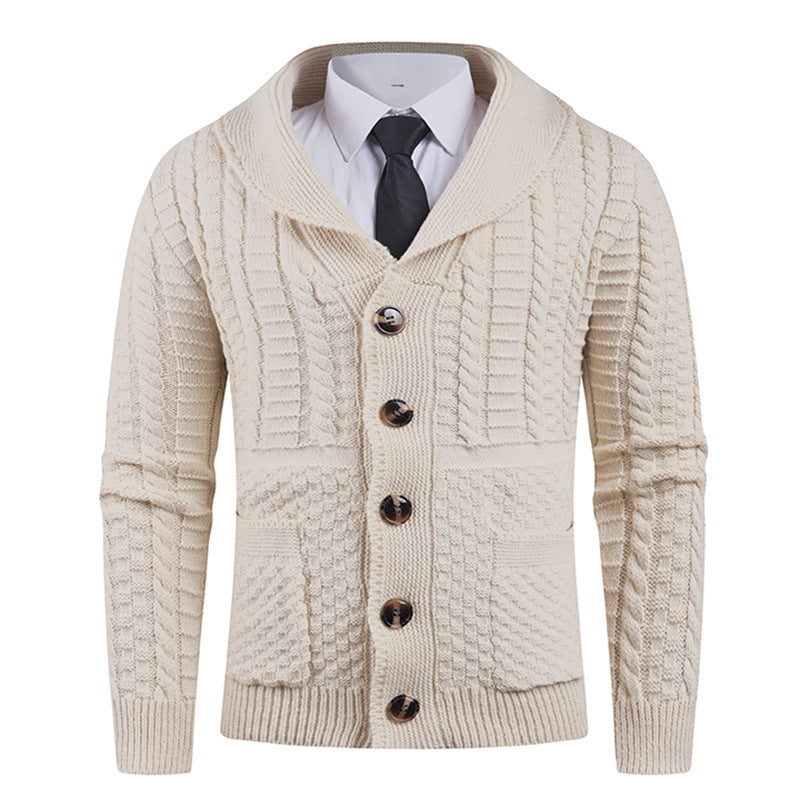 Men's cardigan with modern shawl collar and practical buttons Lisslune