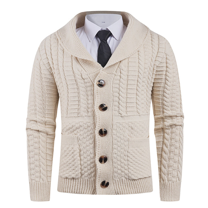 Men's cardigan with modern shawl collar and practical buttons Lisslune