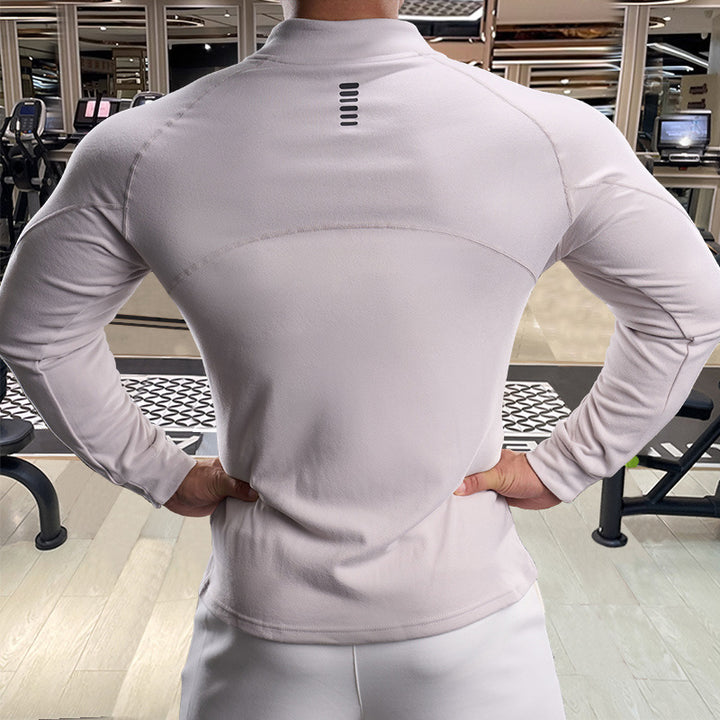 Men's Sporty Long Sleeve Shirt with Half Zipper Lisslune