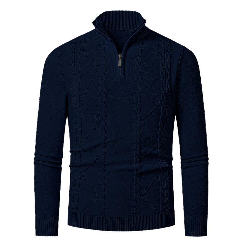 Men's knit sweater with half-zip and textured pattern Lisslune