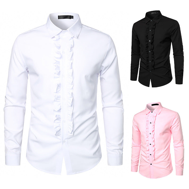 Men's shirt with ruffles and elegant button details Lisslune