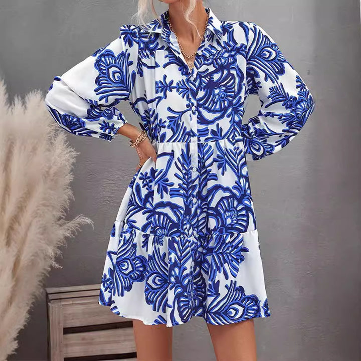 Women's casual shirt dress with voluminous sleeves and full button closure Lisslune