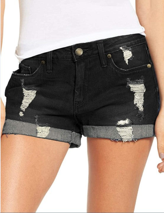 Women's Destroyed Denim Shorts in Casual Leisure Style Lisslune