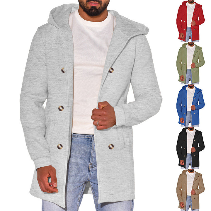 Men's fashionable coat with removable hood and double button placket Lisslune