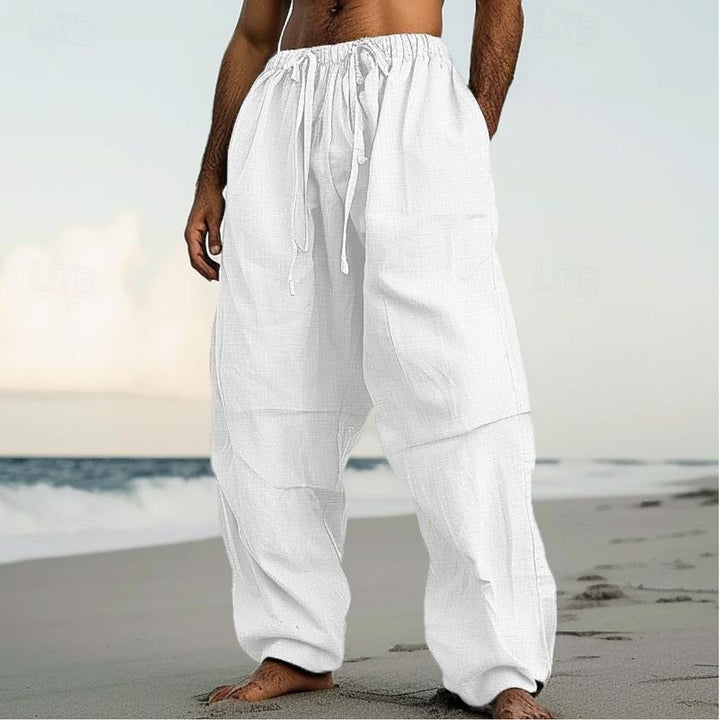 Men's airy linen pants with elastic waistband Lisslune