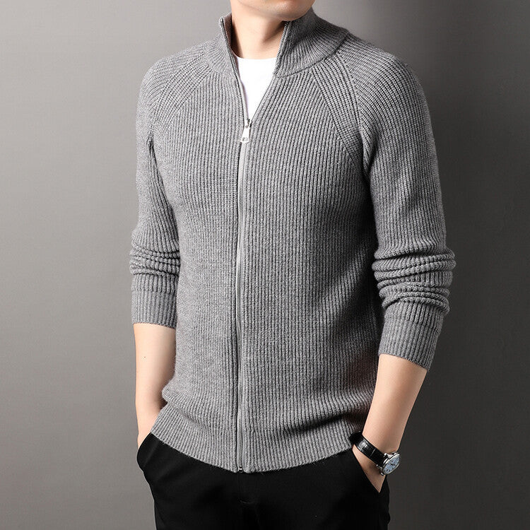 Men's cardigan with high collar and inconspicuous zipper Lisslune