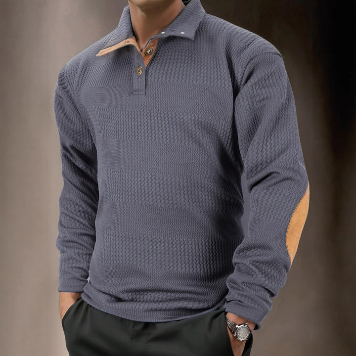 Men's structured long sleeve polo shirt with high-quality contrast elements Lisslune