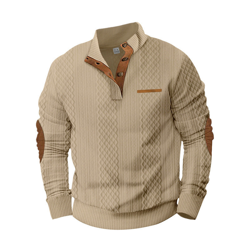 Men's knitted sweater with modern collar and textured surface Lisslune