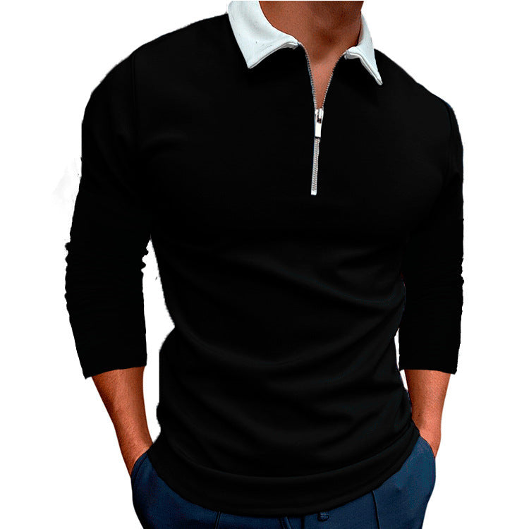 Men's sporty sweater with 1/4 zipper and contrasting collar Lisslune