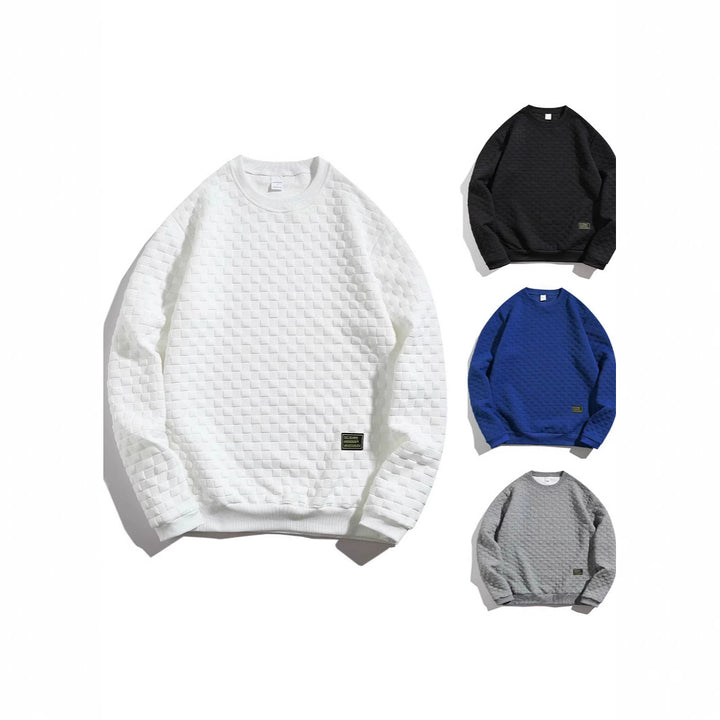 Men's casual textured sweater with round neck and elastic cuffs Lisslune