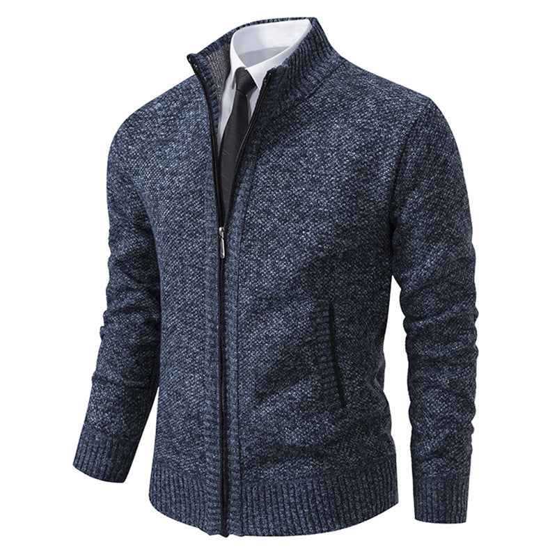 Men's elegant cardigan with high collar and practical zipper Lisslune