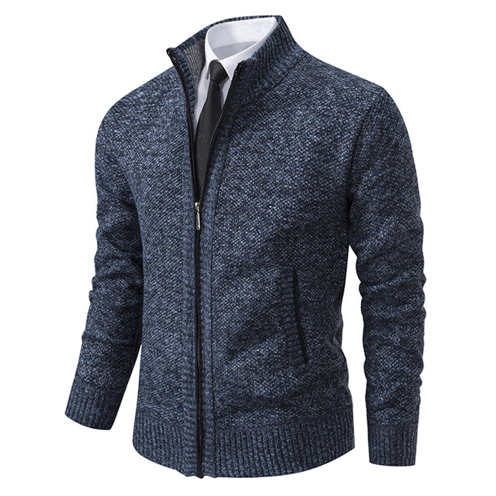 Men's elegant cardigan with high collar and practical zipper Lisslune