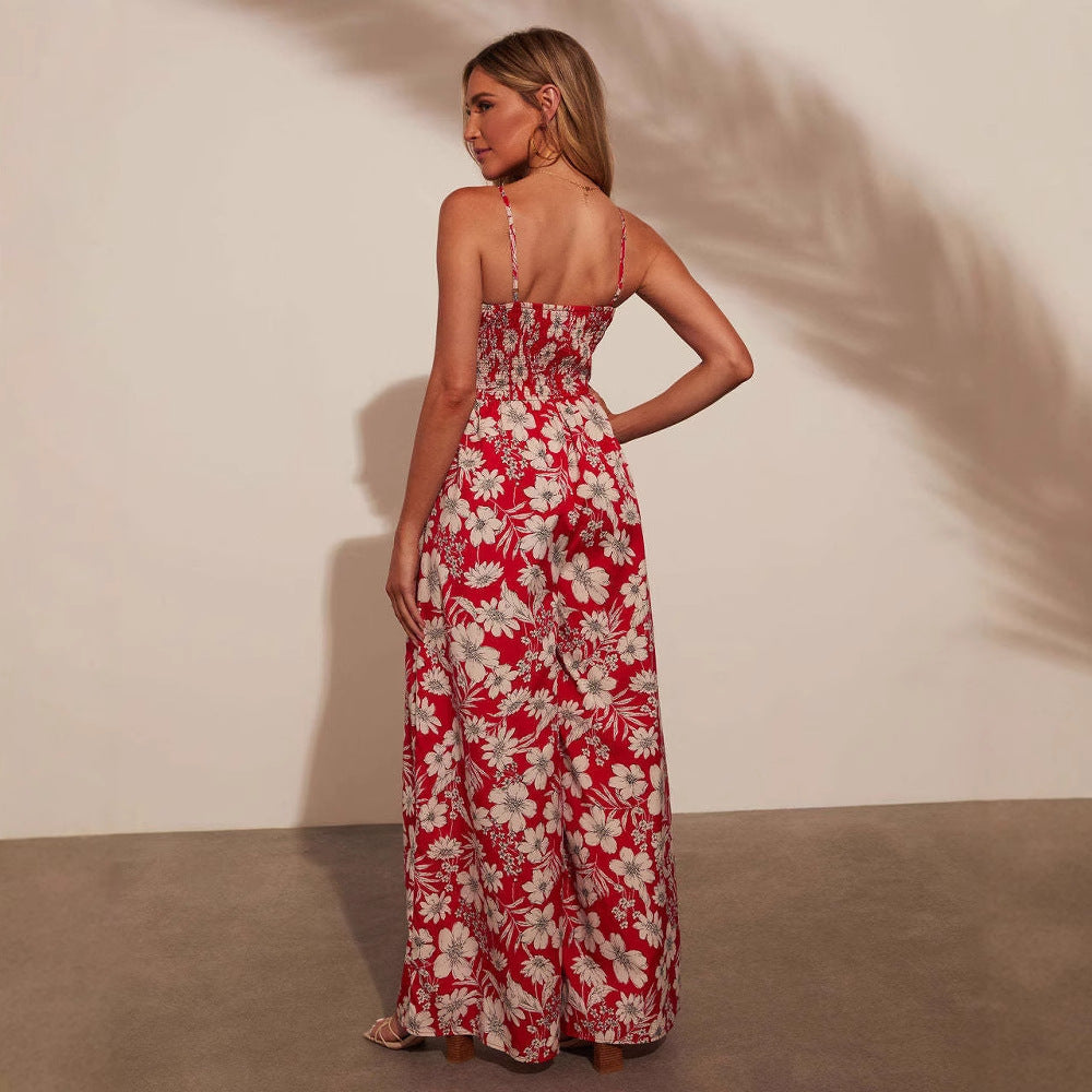 Women's maxi dress with floral design and elastic waist Lisslune